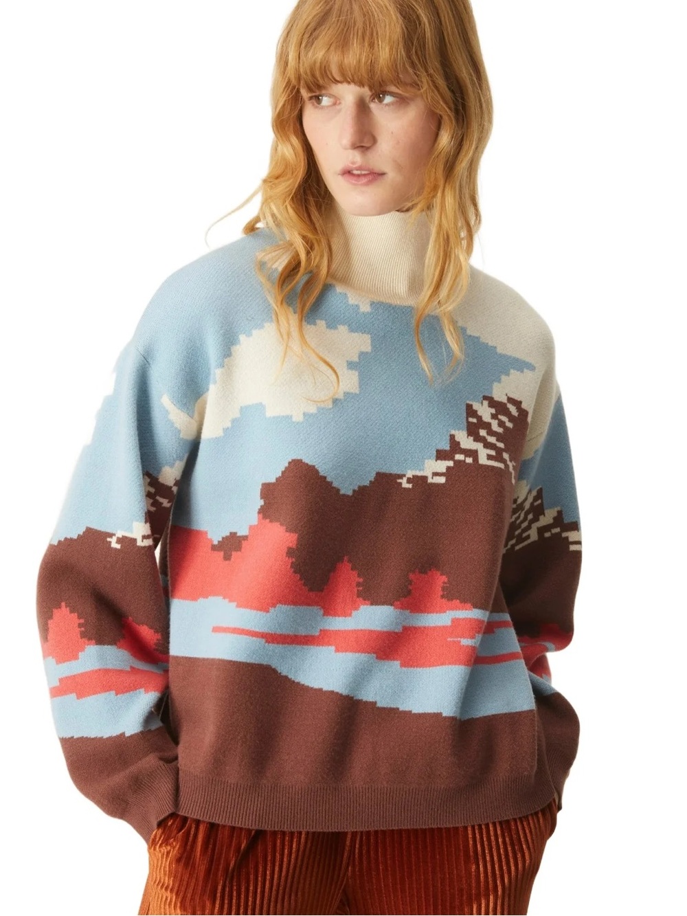 Compania Fantastica Mountain Print Jacquard Knitted Jumper size S